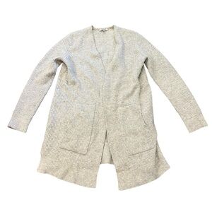 Madewell light grey waffle knit merino wool blend cardigan